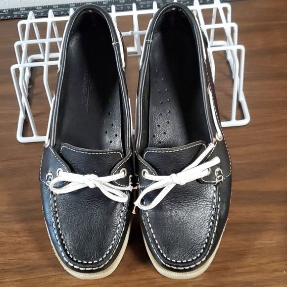David Richard Ltd x Saks Fifth Avenue‎ Women's Black Leather Boat Deck Shoes 7B - Picture 9 of 9